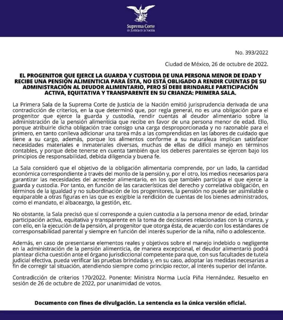 Resolución de la Suprema Corte sobre comprobación de gastos